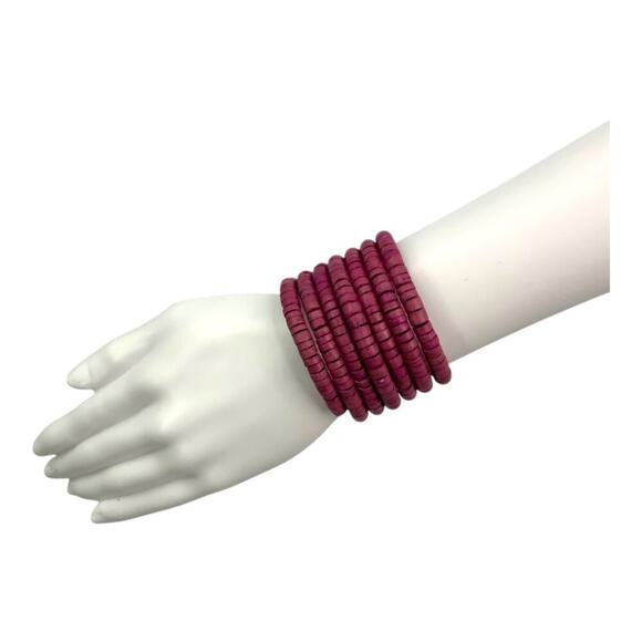Purple Wooden Bead Wrap Bracelet - Picture 1 of 4